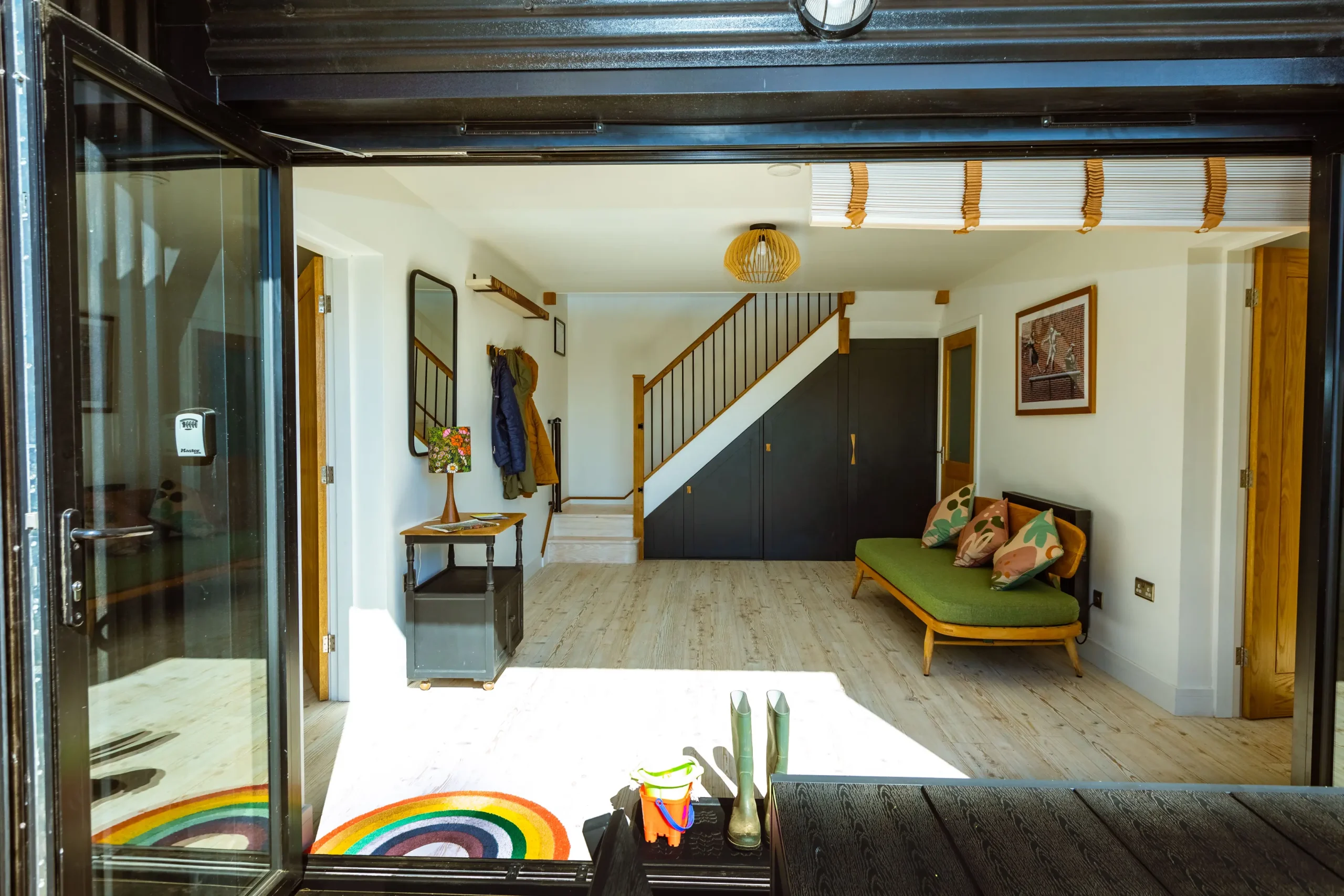 The Grain Barn Hallway. Contemporary Norfolk Holiday Cottage with Dog-Friendly Garden